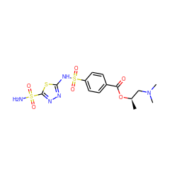 C[C@H](CN(C)C)OC(=O)c1ccc(S(=O)(=O)Nc2nnc(S(N)(=O)=O)s2)cc1 ZINC000003925313