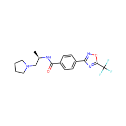 C[C@H](CN1CCCC1)NC(=O)c1ccc(-c2noc(C(F)(F)F)n2)cc1 ZINC000142909989