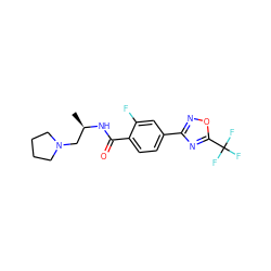 C[C@H](CN1CCCC1)NC(=O)c1ccc(-c2noc(C(F)(F)F)n2)cc1F ZINC000142921142