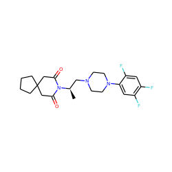 C[C@H](CN1CCN(c2cc(F)c(F)cc2F)CC1)N1C(=O)CC2(CCCC2)CC1=O ZINC000053165105