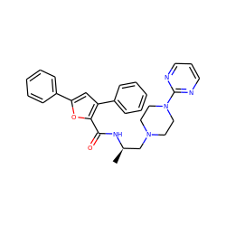 C[C@H](CN1CCN(c2ncccn2)CC1)NC(=O)c1oc(-c2ccccc2)cc1-c1ccccc1 ZINC000034986359