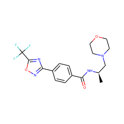 C[C@H](CN1CCOCC1)NC(=O)c1ccc(-c2noc(C(F)(F)F)n2)cc1 ZINC000142939045