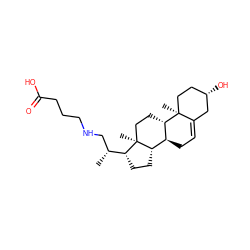 C[C@H](CNCCCC(=O)O)[C@H]1CC[C@H]2[C@@H]3CC=C4C[C@@H](O)CC[C@]4(C)[C@H]3CC[C@@]21C ZINC000035050541