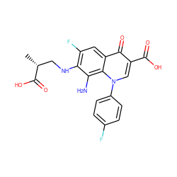 C[C@H](CNc1c(F)cc2c(=O)c(C(=O)O)cn(-c3ccc(F)cc3)c2c1N)C(=O)O ZINC001772590354