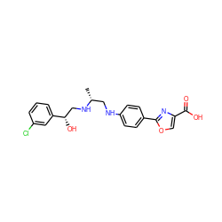 C[C@H](CNc1ccc(-c2nc(C(=O)O)co2)cc1)NC[C@H](O)c1cccc(Cl)c1 ZINC000028948433