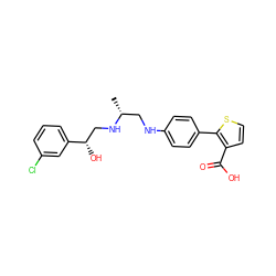 C[C@H](CNc1ccc(-c2sccc2C(=O)O)cc1)NC[C@H](O)c1cccc(Cl)c1 ZINC000003988153