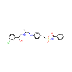 C[C@H](CNc1ccc(CCS(=O)(=O)NC(=O)c2ccccc2)cc1)NC[C@H](O)c1cccc(Cl)c1 ZINC000013472206