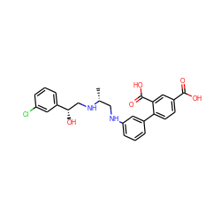 C[C@H](CNc1cccc(-c2ccc(C(=O)O)cc2C(=O)O)c1)NC[C@H](O)c1cccc(Cl)c1 ZINC000001487703