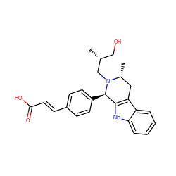 C[C@H](CO)CN1[C@H](C)Cc2c([nH]c3ccccc23)[C@H]1c1ccc(/C=C/C(=O)O)cc1 ZINC000473136444