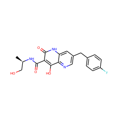 C[C@H](CO)NC(=O)c1c(O)c2ncc(Cc3ccc(F)cc3)cc2[nH]c1=O ZINC000095595976