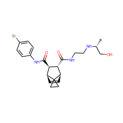 C[C@H](CO)NCCNC(=O)[C@H]1[C@H](C(=O)Nc2ccc(Br)cc2)[C@@H]2C=C[C@H]1C21CC1 ZINC000653760497