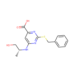 C[C@H](CO)Nc1cc(C(=O)O)nc(SCc2ccccc2)n1 ZINC000299870405