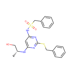 C[C@H](CO)Nc1cc(NS(=O)(=O)Cc2ccccc2)nc(SCc2ccccc2)n1 ZINC000143512788