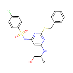 C[C@H](CO)Nc1cc(NS(=O)(=O)c2ccc(Cl)cc2)nc(SCc2ccccc2)n1 ZINC000143513246