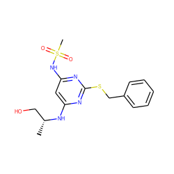 C[C@H](CO)Nc1cc(NS(C)(=O)=O)nc(SCc2ccccc2)n1 ZINC000003819837