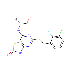 C[C@H](CO)Nc1nc(SCc2cccc(Cl)c2F)nc2[nH]c(=O)sc12 ZINC000000591046