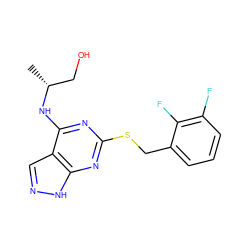 C[C@H](CO)Nc1nc(SCc2cccc(F)c2F)nc2[nH]ncc12 ZINC000000591708