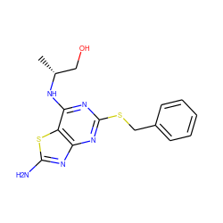 C[C@H](CO)Nc1nc(SCc2ccccc2)nc2nc(N)sc12 ZINC000029129062