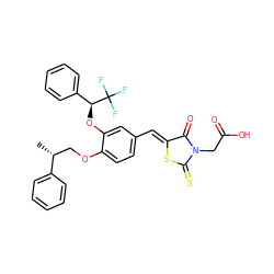 C[C@H](COc1ccc(/C=C2\SC(=S)N(CC(=O)O)C2=O)cc1O[C@@H](c1ccccc1)C(F)(F)F)c1ccccc1 ZINC000028363416