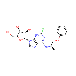 C[C@H](COc1ccccc1)Nc1nc(Cl)nc2c1ncn2[C@@H]1O[C@H](CO)[C@@H](O)[C@H]1O ZINC000003812620