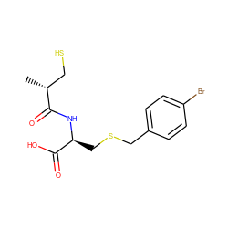 C[C@H](CS)C(=O)N[C@@H](CSCc1ccc(Br)cc1)C(=O)O ZINC000040875785