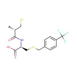 C[C@H](CS)C(=O)N[C@@H](CSCc1ccc(C(F)(F)F)cc1)C(=O)O ZINC000040392946