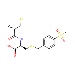 C[C@H](CS)C(=O)N[C@@H](CSCc1ccc(S(C)(=O)=O)cc1)C(=O)O ZINC000040863895