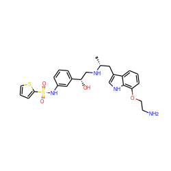 C[C@H](Cc1c[nH]c2c(OCCN)cccc12)NC[C@H](O)c1cccc(NS(=O)(=O)c2cccs2)c1 ZINC000028384370