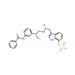 C[C@H](Cc1c[nH]c2c(OS(C)(=O)=O)cccc12)NC[C@H](O)c1cccc(NC(=O)c2ccccc2)c1 ZINC000028361146