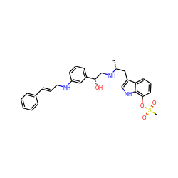 C[C@H](Cc1c[nH]c2c(OS(C)(=O)=O)cccc12)NC[C@H](O)c1cccc(NC/C=C/c2ccccc2)c1 ZINC000006718452