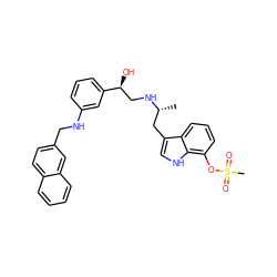 C[C@H](Cc1c[nH]c2c(OS(C)(=O)=O)cccc12)NC[C@H](O)c1cccc(NCc2ccc3ccccc3c2)c1 ZINC000028347094