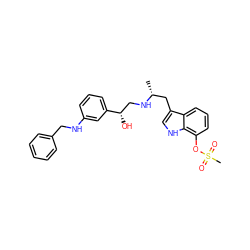 C[C@H](Cc1c[nH]c2c(OS(C)(=O)=O)cccc12)NC[C@H](O)c1cccc(NCc2ccccc2)c1 ZINC000028369705