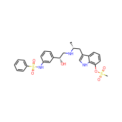 C[C@H](Cc1c[nH]c2c(OS(C)(=O)=O)cccc12)NC[C@H](O)c1cccc(NS(=O)(=O)c2ccccc2)c1 ZINC000028361170