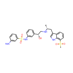 C[C@H](Cc1c[nH]c2c(S(C)(=O)=O)cccc12)NC[C@H](O)c1cccc(NS(=O)(=O)c2cccc(N)c2)c1 ZINC000028463470