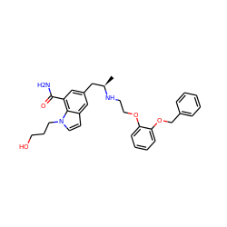 C[C@H](Cc1cc(C(N)=O)c2c(ccn2CCCO)c1)NCCOc1ccccc1OCc1ccccc1 ZINC000653833276