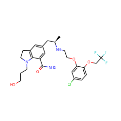 C[C@H](Cc1cc2c(c(C(N)=O)c1)N(CCCO)CC2)NCCOc1cc(Cl)ccc1OCC(F)(F)F ZINC000653831333