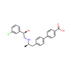 C[C@H](Cc1ccc(-c2ccc(C(=O)O)cc2)cc1)NC[C@H](O)c1cccc(Cl)c1 ZINC000034283920