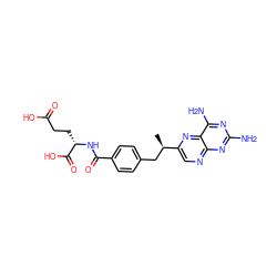 C[C@H](Cc1ccc(C(=O)N[C@@H](CCC(=O)O)C(=O)O)cc1)c1cnc2nc(N)nc(N)c2n1 ZINC000003924393