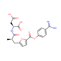 C[C@H](Cc1ccc(C(=O)Oc2ccc(C(=N)N)cc2)o1)C(=O)N[C@@H](CC(=O)O)C(=O)O ZINC000144355167