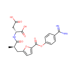 C[C@H](Cc1ccc(C(=O)Oc2ccc(C(=N)N)cc2)o1)C(=O)N[C@H](CC(=O)O)C(=O)O ZINC000144352715