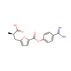 C[C@H](Cc1ccc(C(=O)Oc2ccc(C(=N)N)cc2)o1)C(=O)O ZINC000144365060