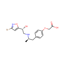 C[C@H](Cc1ccc(OCC(=O)O)cc1)NC[C@@H](O)c1cc(Br)no1 ZINC000028647238