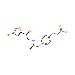 C[C@H](Cc1ccc(OCC(=O)O)cc1)NC[C@H](O)c1cc(Br)no1 ZINC000028647235