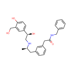 C[C@H](Cc1cccc(CC(=O)NCc2ccccc2)c1)NC[C@H](O)c1ccc(O)c(CO)c1 ZINC000028703725