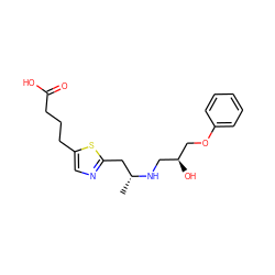 C[C@H](Cc1ncc(CCCC(=O)O)s1)NC[C@H](O)COc1ccccc1 ZINC000003919197