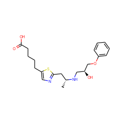 C[C@H](Cc1ncc(CCCCC(=O)O)s1)NC[C@H](O)COc1ccccc1 ZINC000026376638