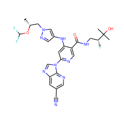 C[C@H](Cn1cc(Nc2cc(-n3cnc4cc(C#N)cnc43)ncc2C(=O)NC[C@@H](F)C(C)(C)O)cn1)OC(F)F ZINC001772625054