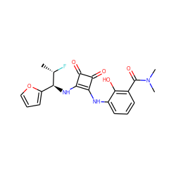 C[C@H](F)[C@@H](Nc1c(Nc2cccc(C(=O)N(C)C)c2O)c(=O)c1=O)c1ccco1 ZINC000101176617