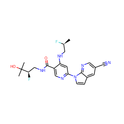 C[C@H](F)CNc1cc(-n2ccc3cc(C#N)cnc32)ncc1C(=O)NC[C@@H](F)C(C)(C)O ZINC001772628852