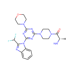 C[C@H](N)C(=O)N1CCN(c2nc(N3CCOCC3)nc(-n3c(C(F)F)nc4ccccc43)n2)CC1 ZINC000095585177